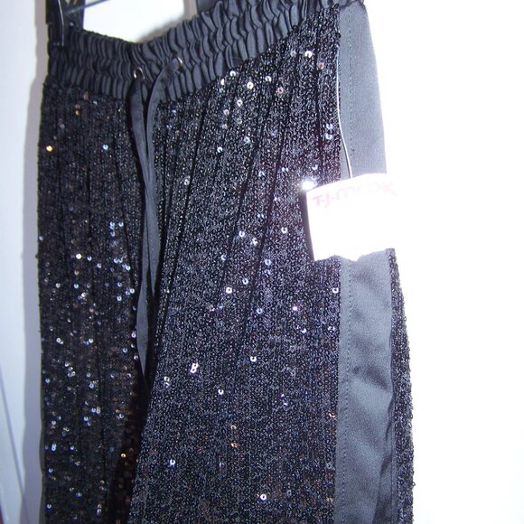 Rachel Zoe NWT Sequin & Satin Black Pants Sz M - Picture 3 of 8